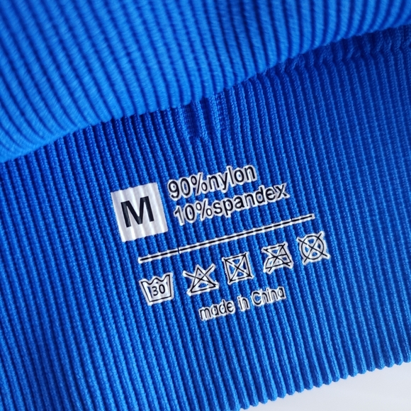 One-Shoulder Blue Ribbed Top - Picture 2 of 3